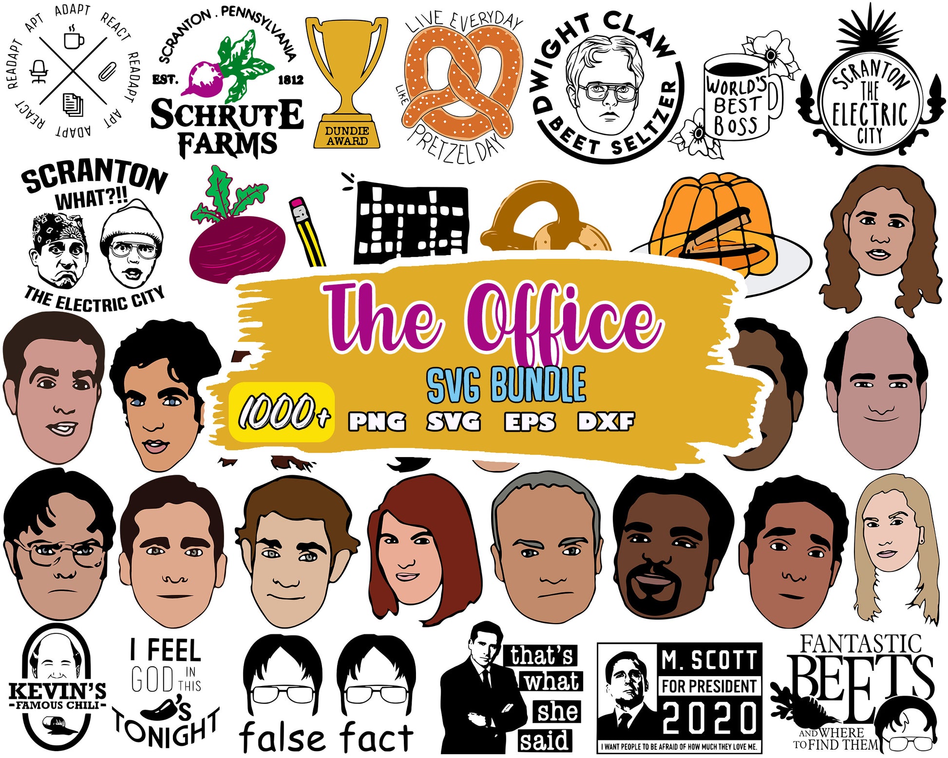 The office characters face bundle svg, the office logo​ svg