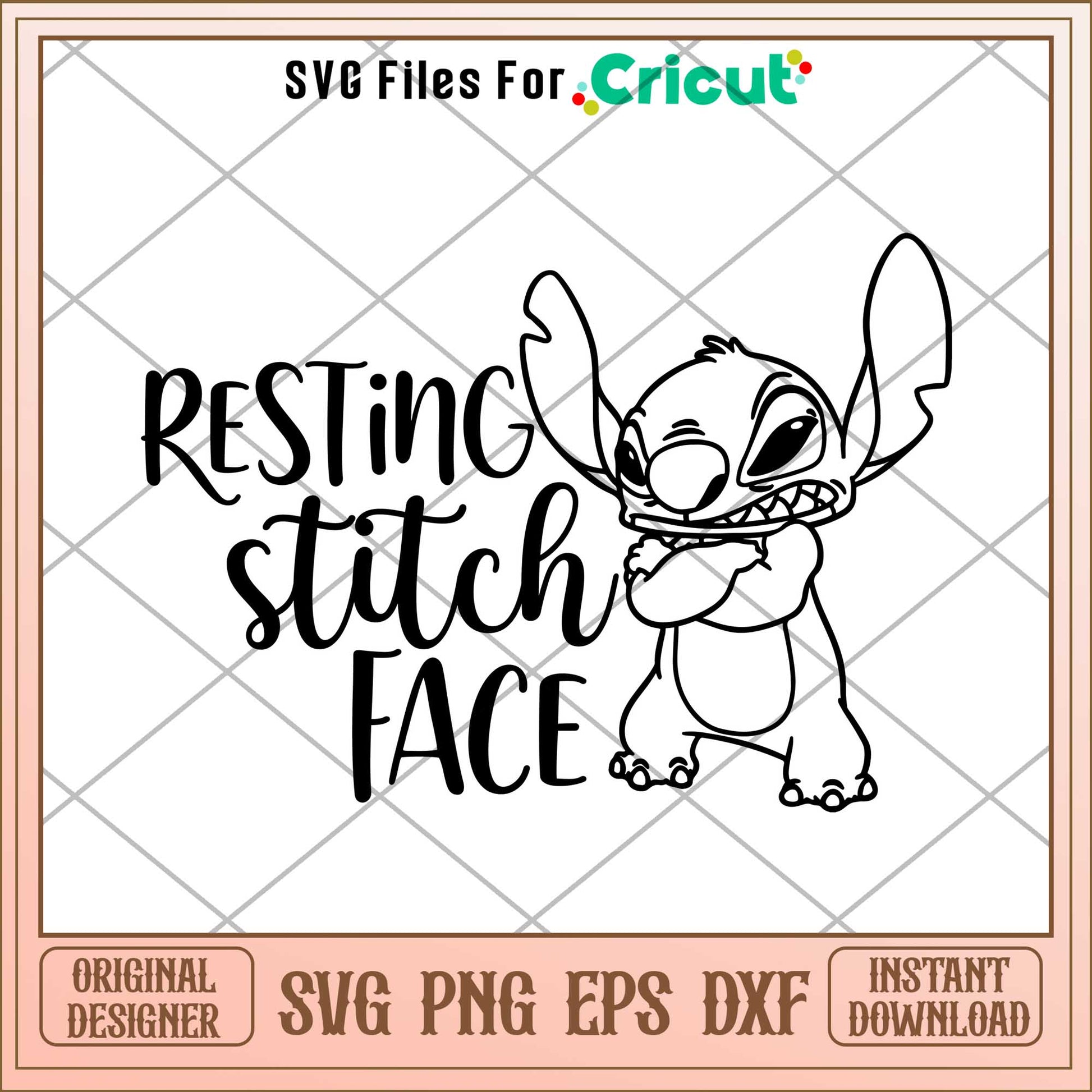 The Resting Stitch Face  svg, Disney characters svg, digital dowload