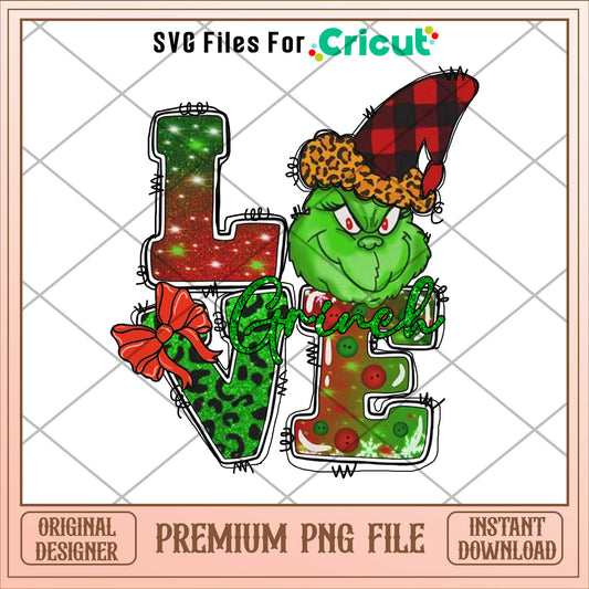 The Grinch love christmas png, love png, christmas png