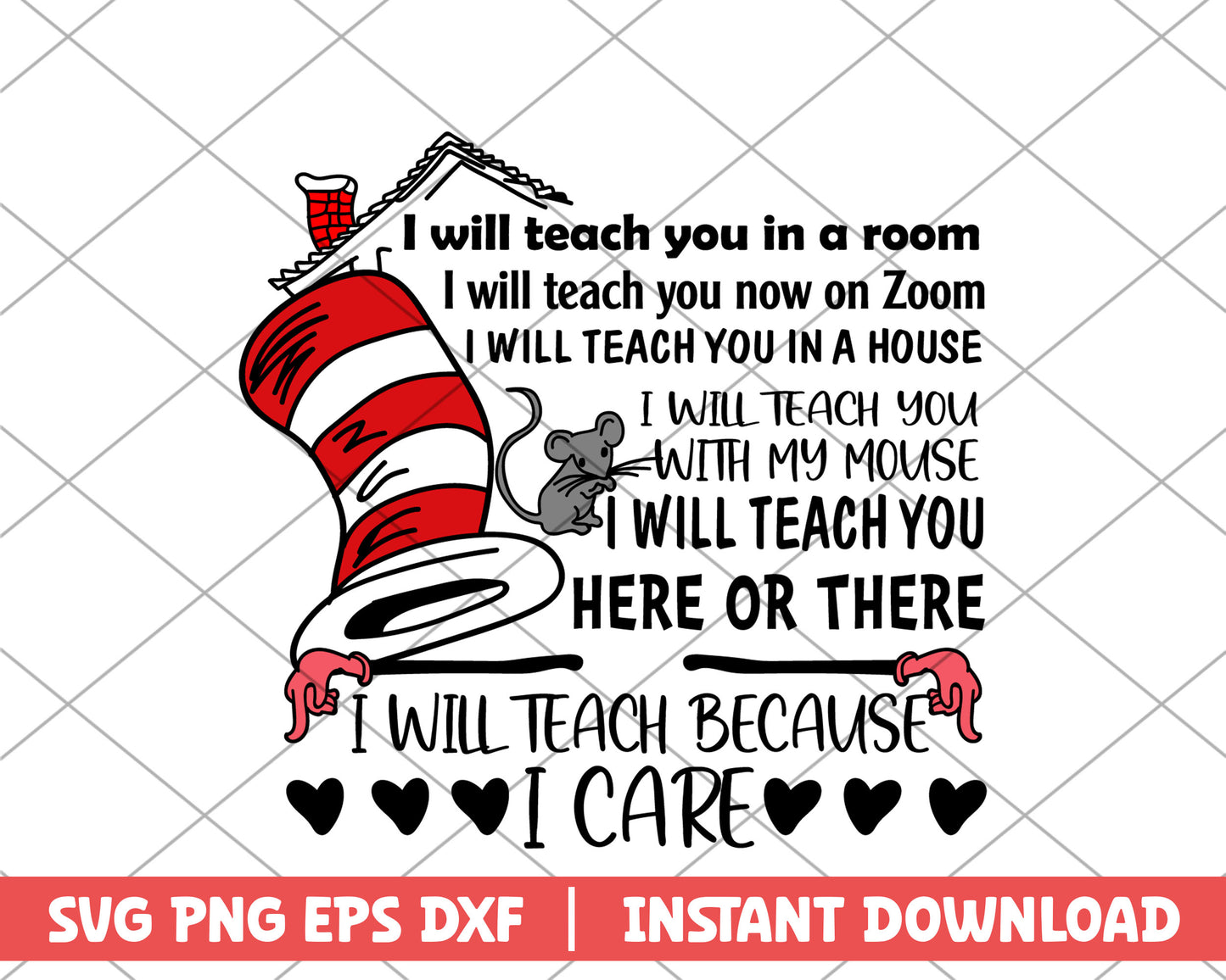 The cat in the hat and mouse svg