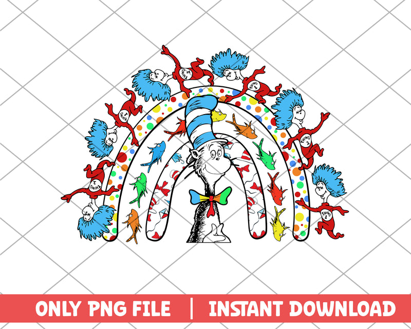 The cat in the hat and thing one and fishes png 