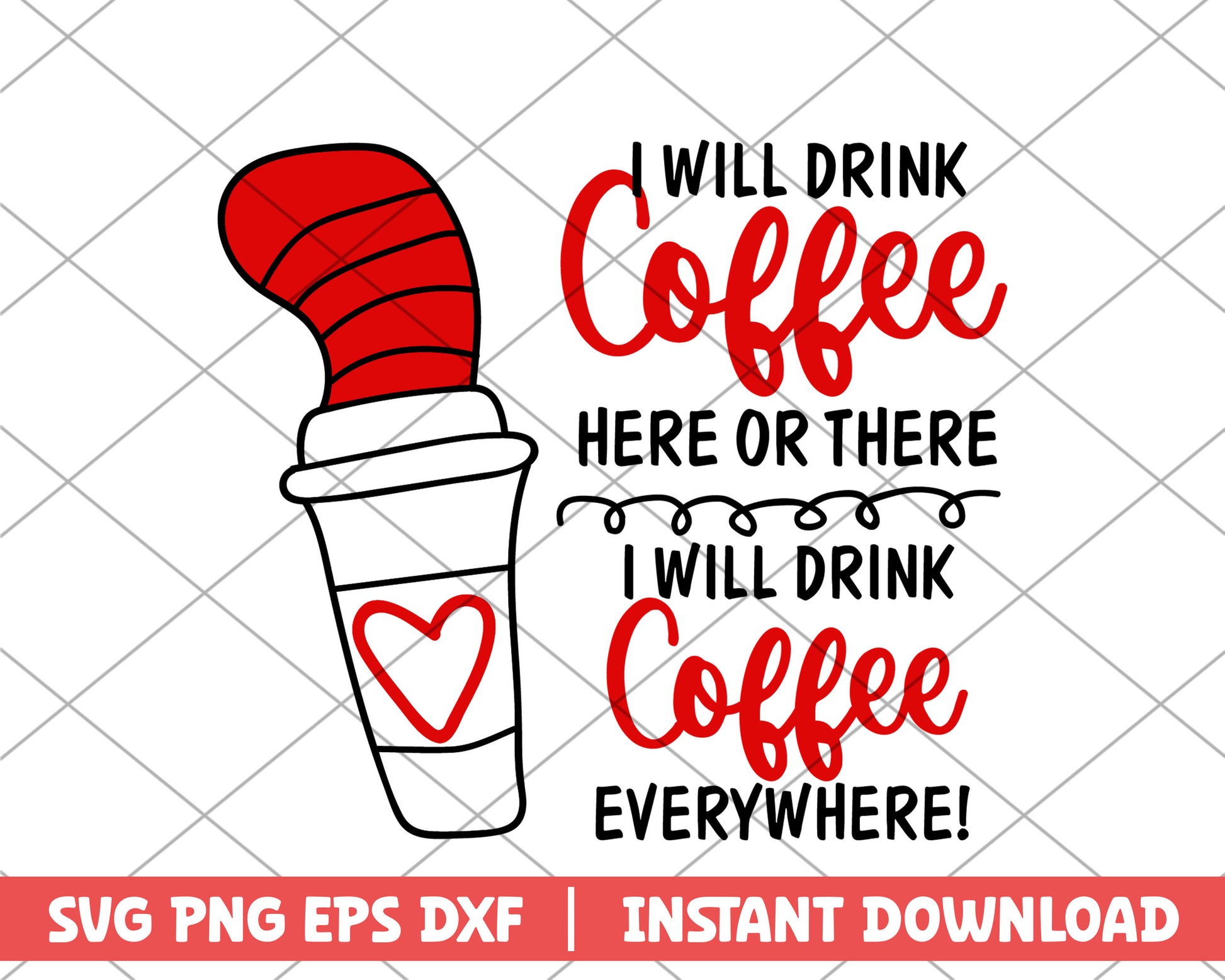 The cat in the hat coffee svg