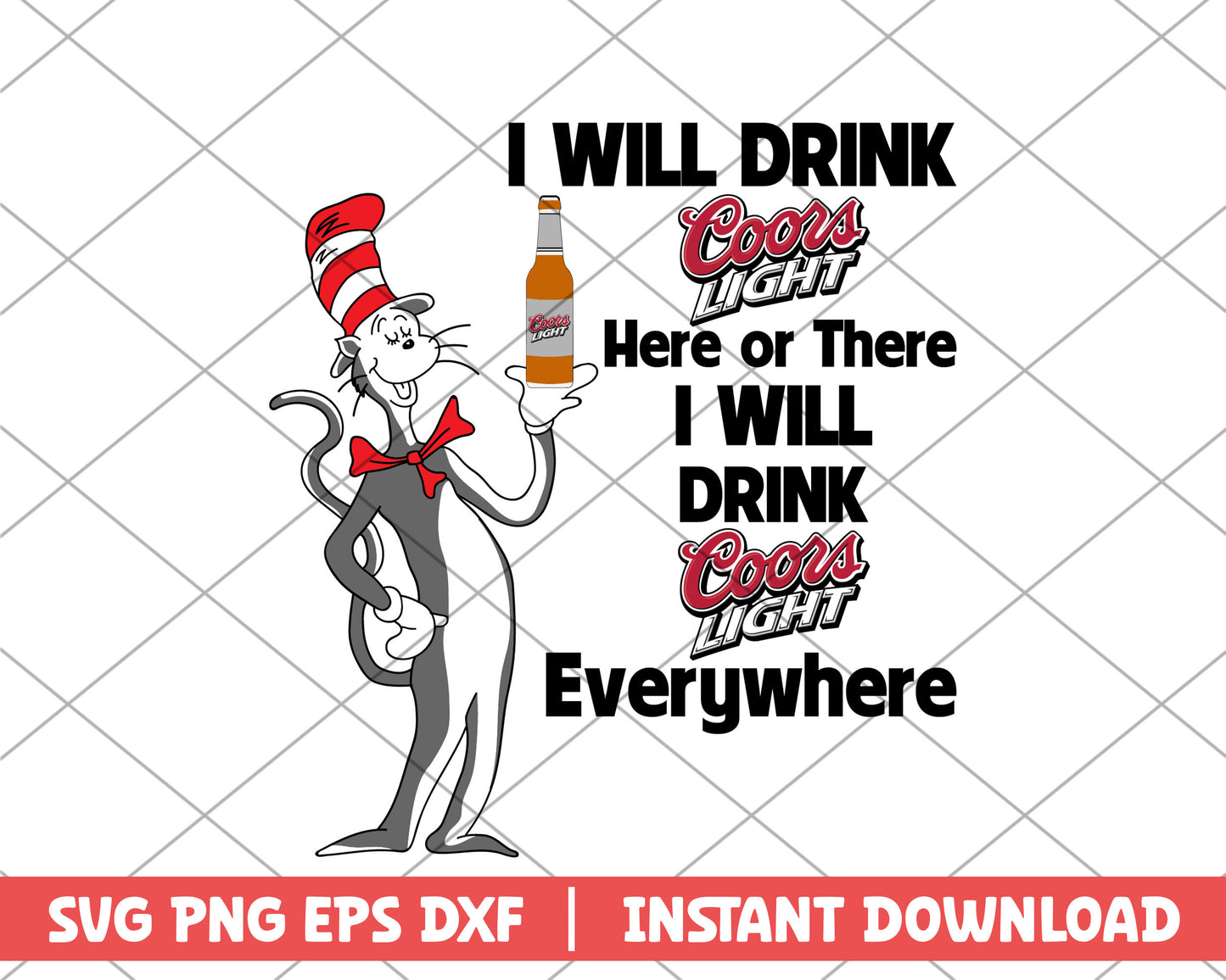 The cat in the hat coors light svg