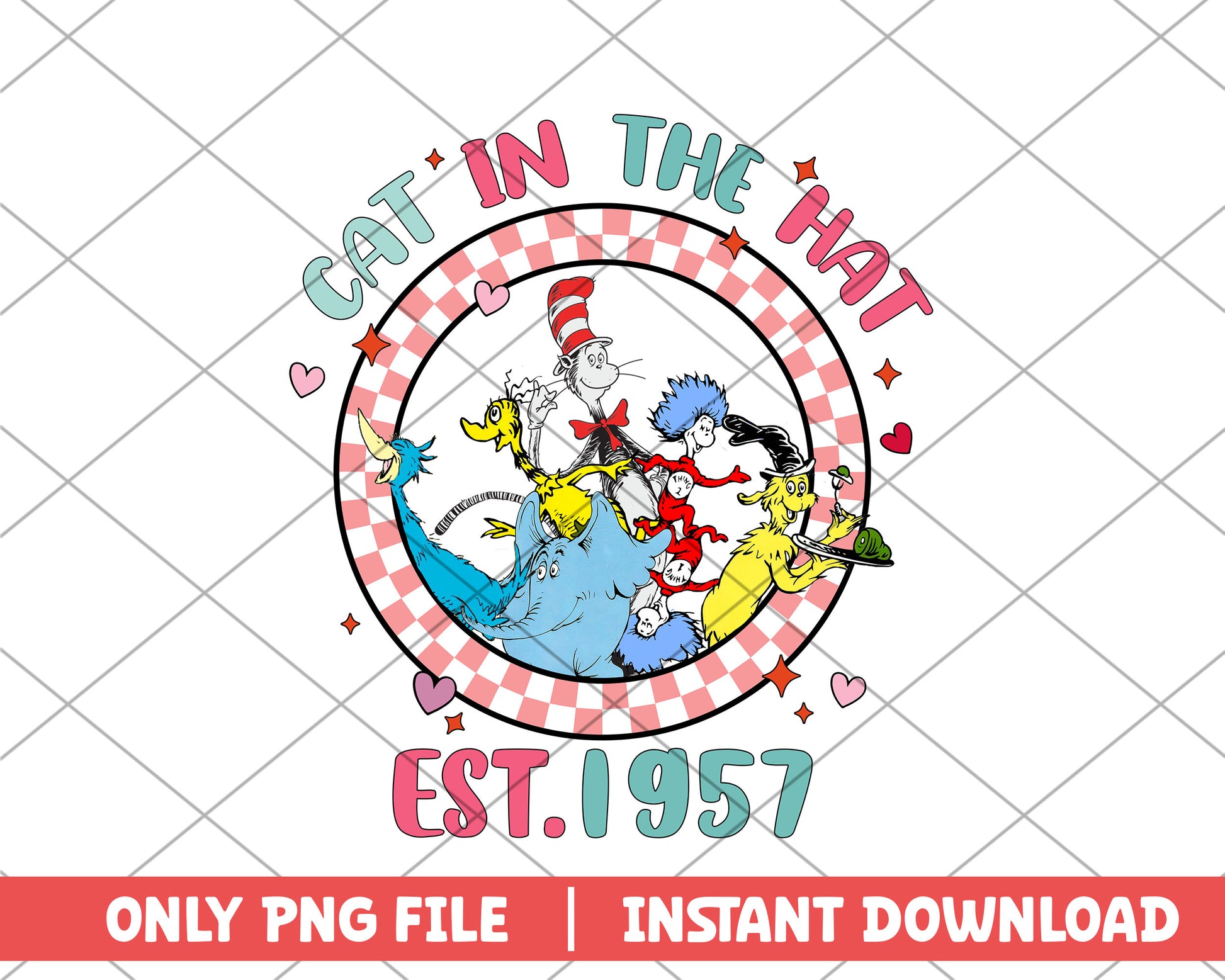 The cat in the hat est 1957 png