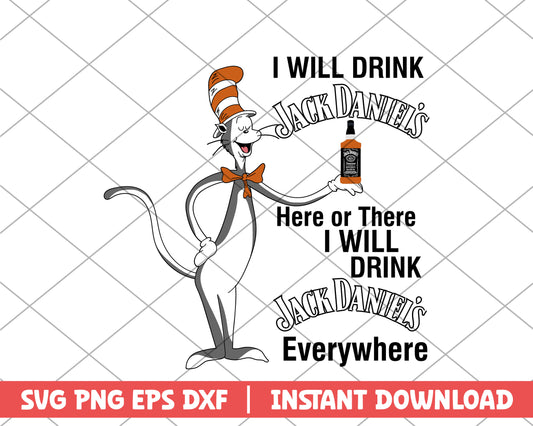 The cat in the hat jack daniel svg