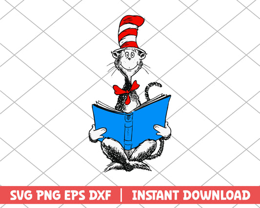 The cat in the hat love reading svg 