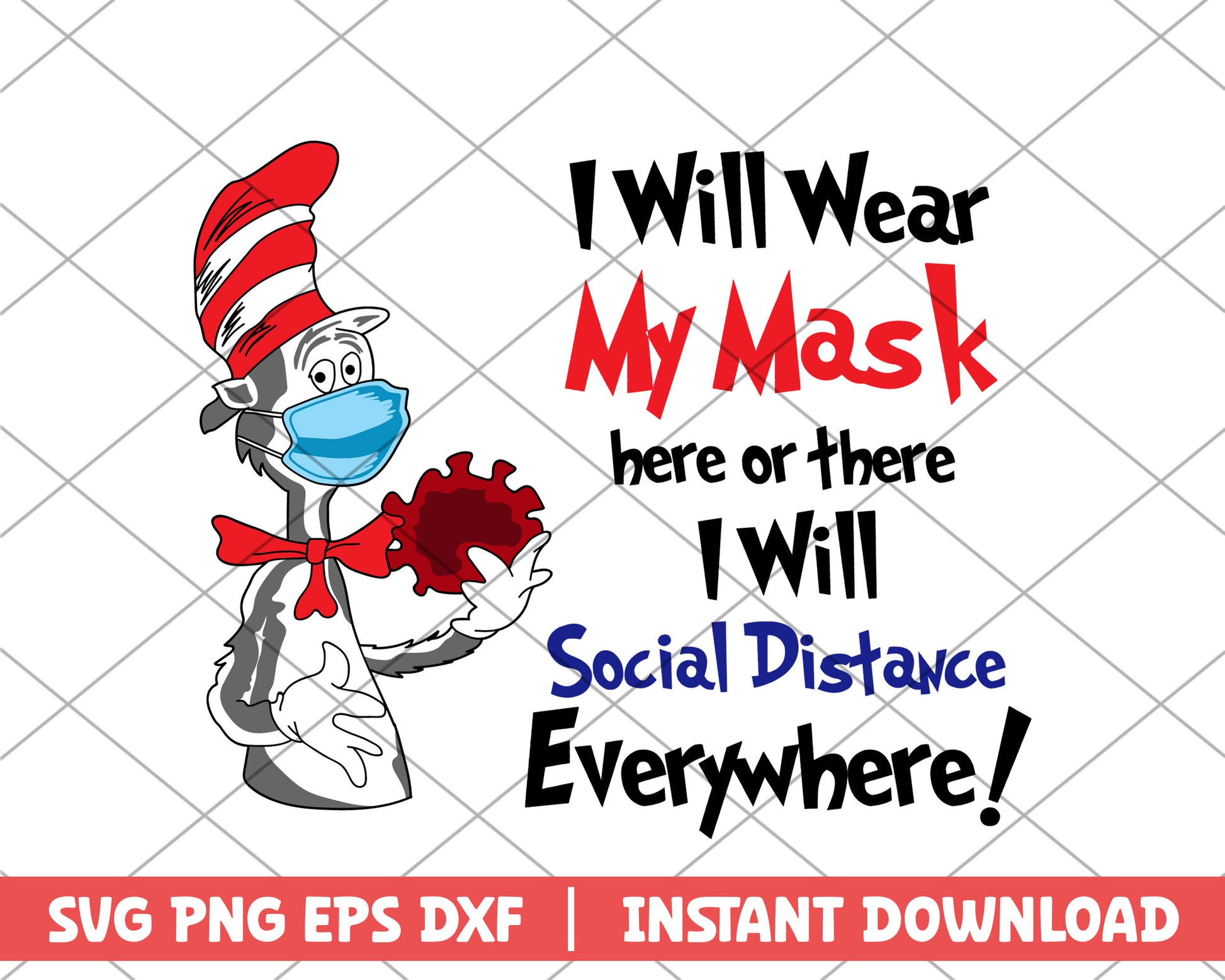 The cat in the hat mask svg