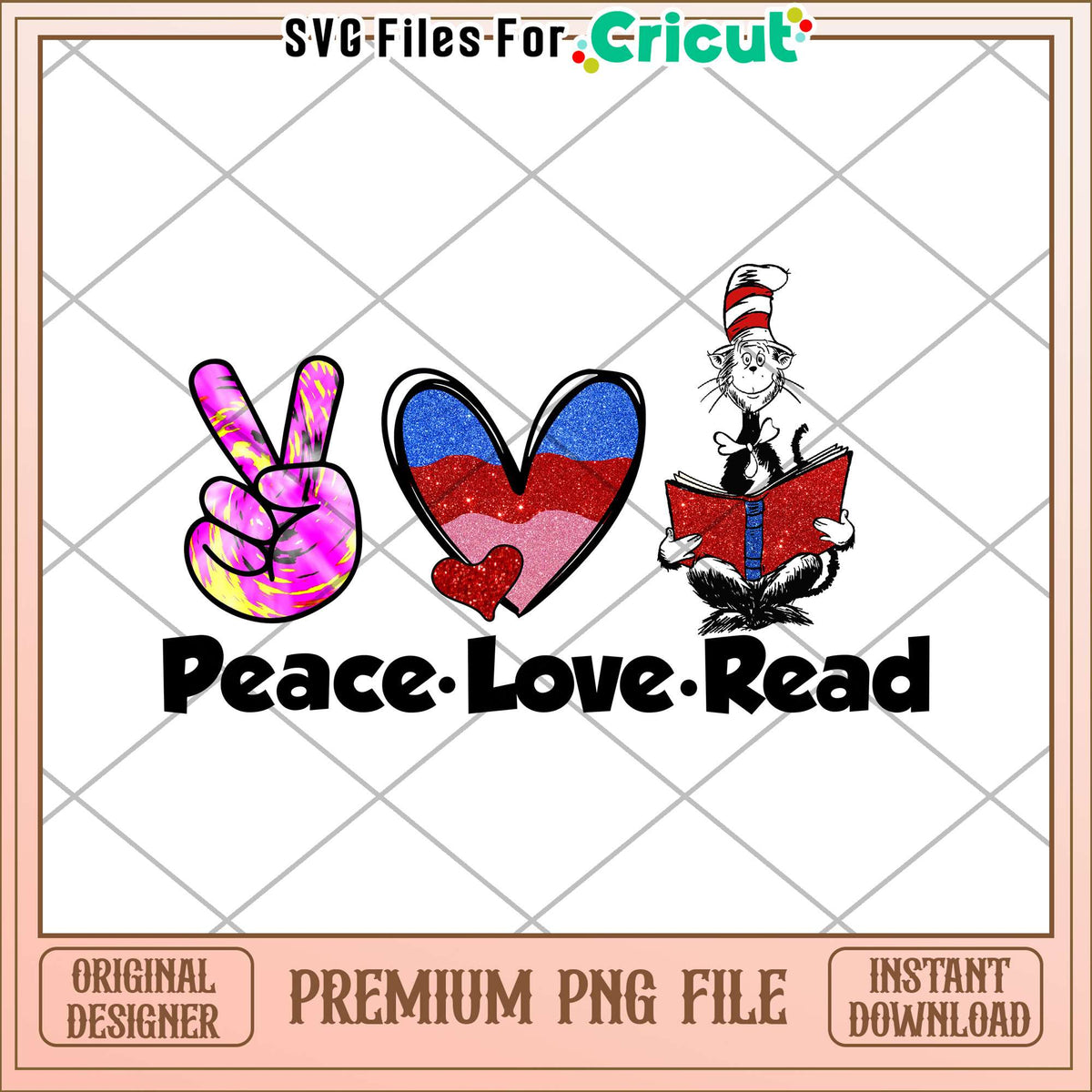 The cat in the hat peace love read png, dr.seuss school png – svg files ...