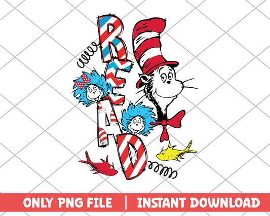 The cat in the hat read dr.seuss png 
