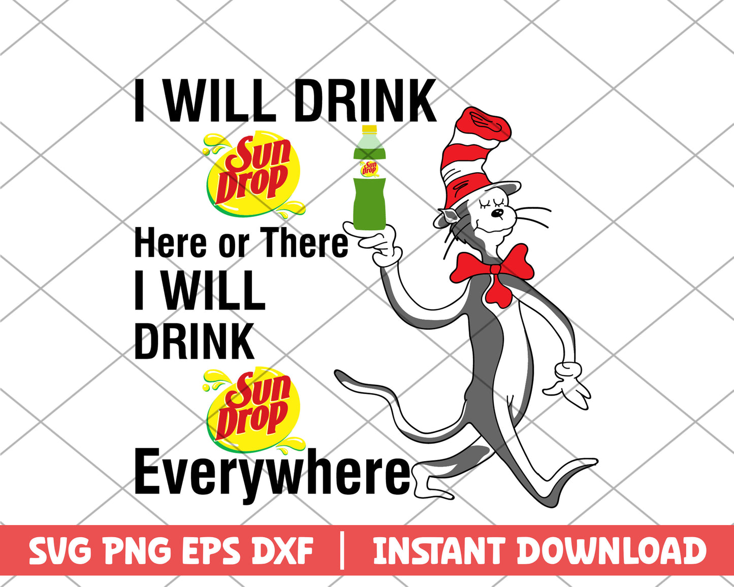 The cat in the hat sun drop svg