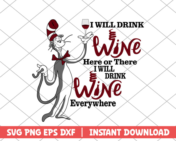 The cat in the hat wine svg