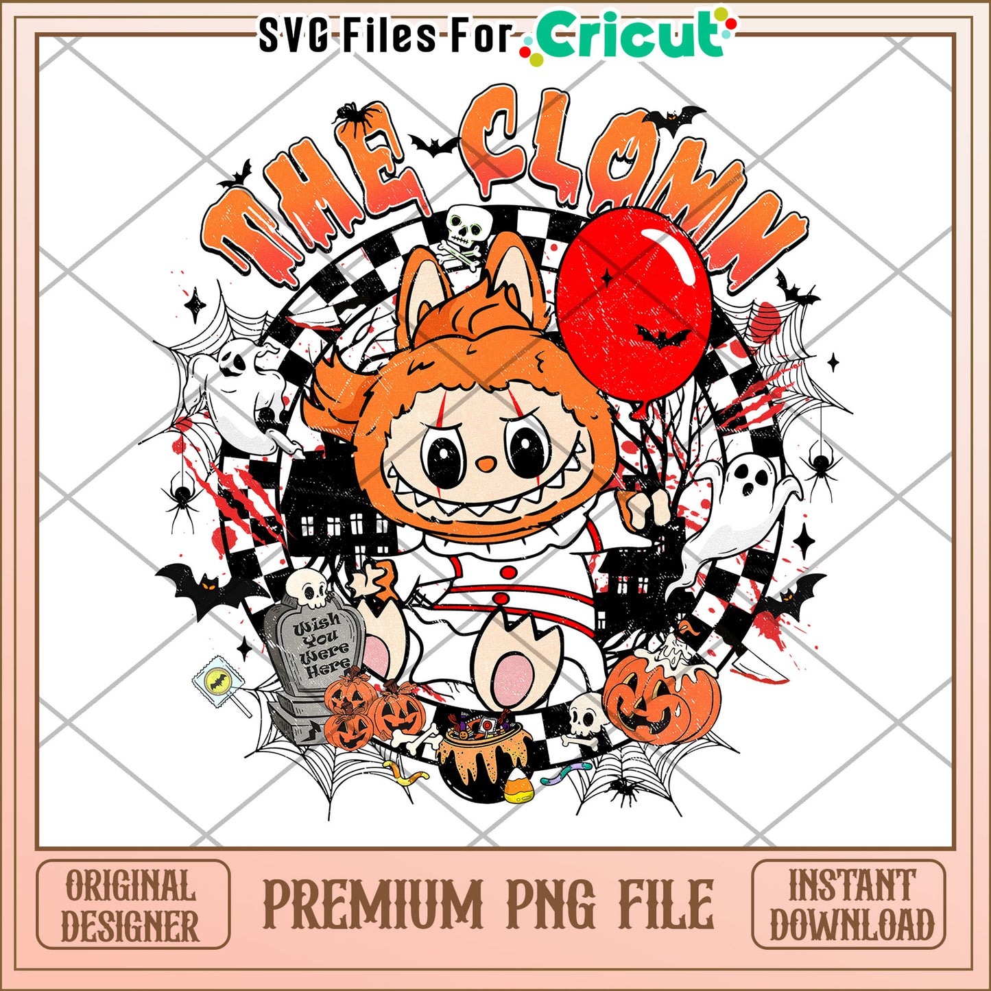 The clown labubu png, halloween songs png, halloween cookies png