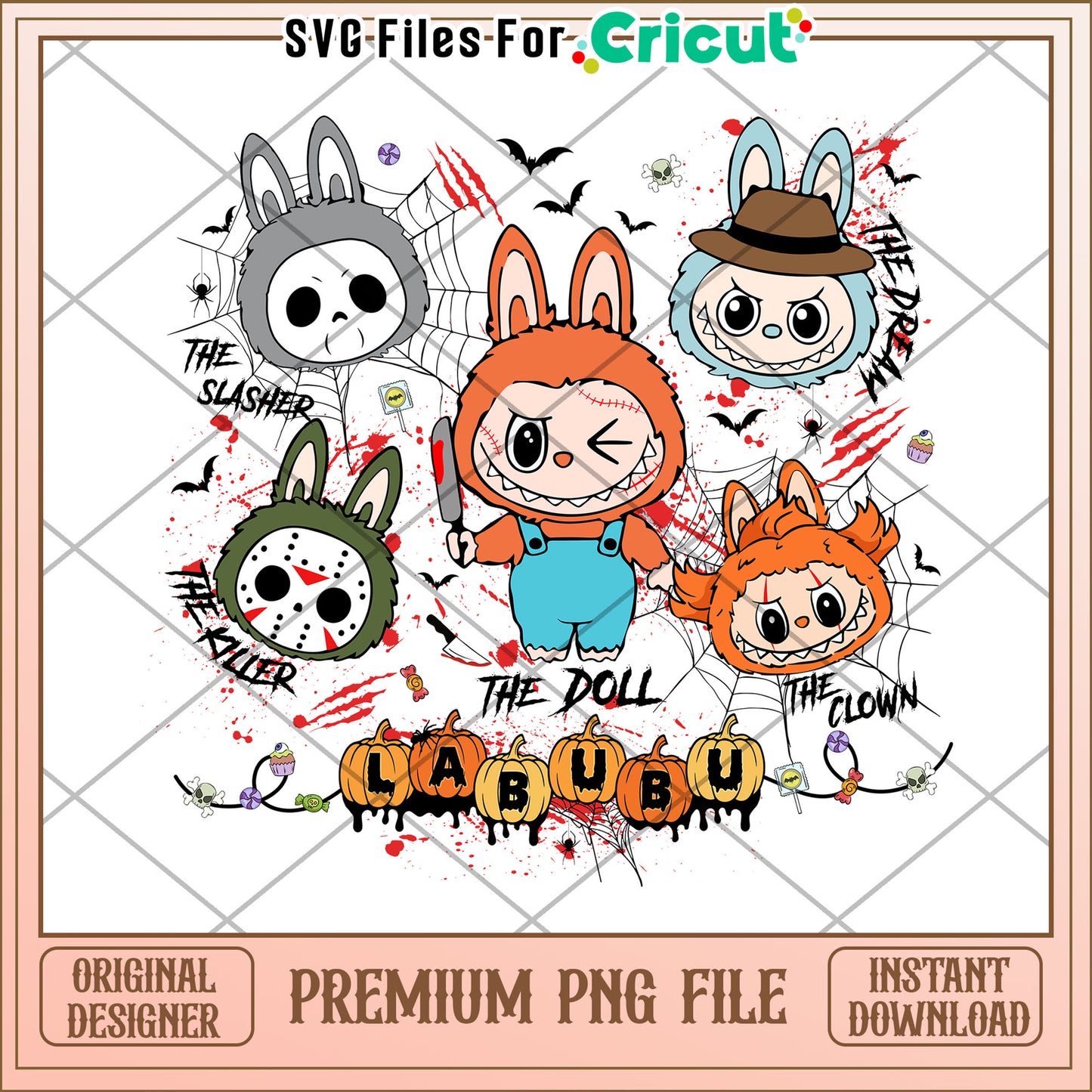 The doll labubu png, halloween wallpaper png, halloween cartoons png