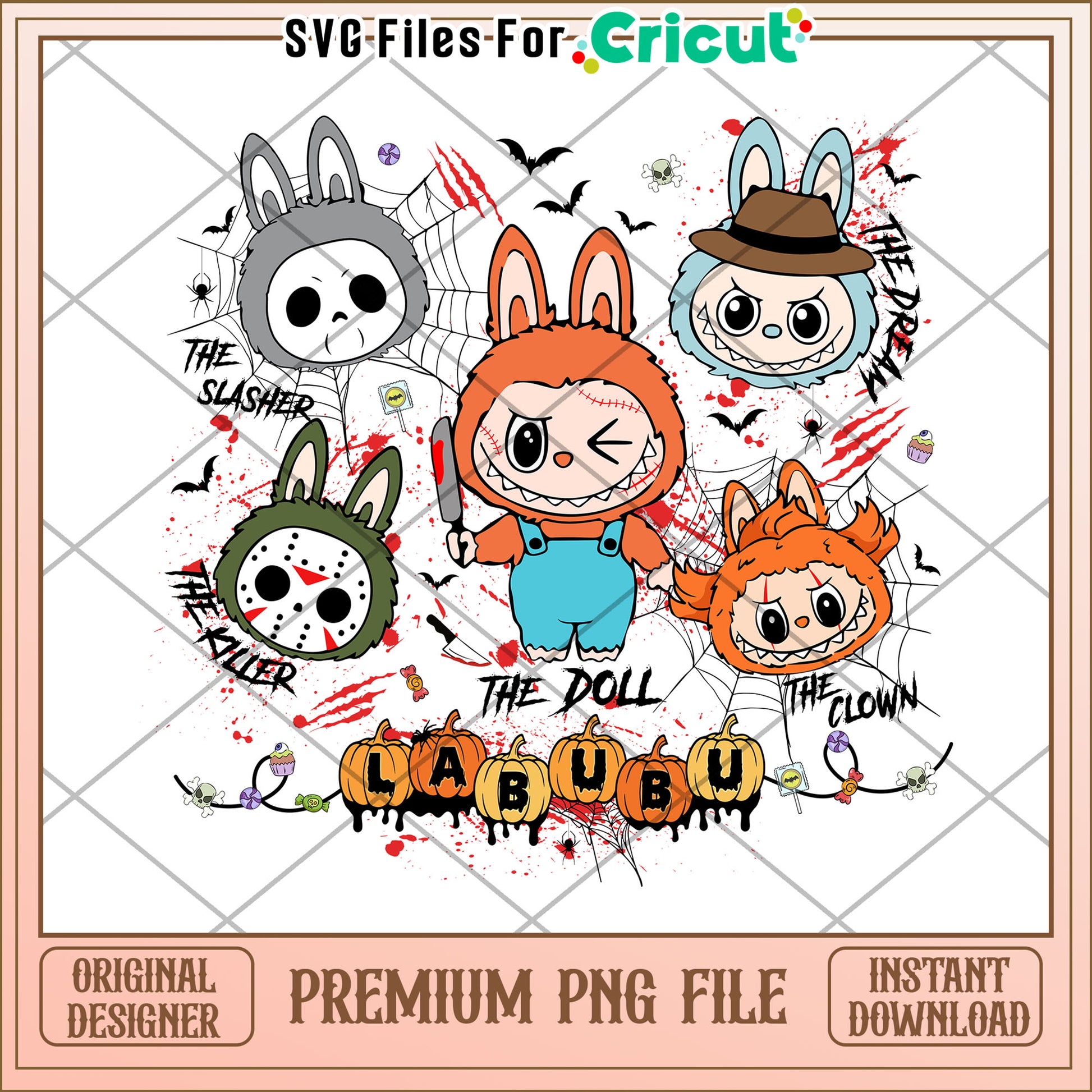 The doll labubu png, halloween wallpaper png, halloween cartoons png
