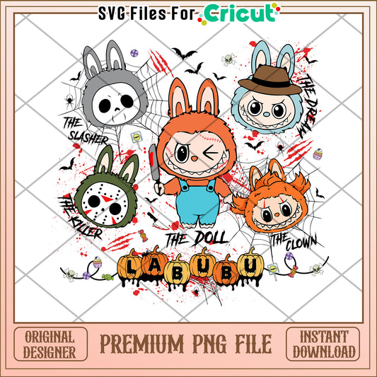 The doll labubu png, halloween wallpaper png, halloween cartoons png