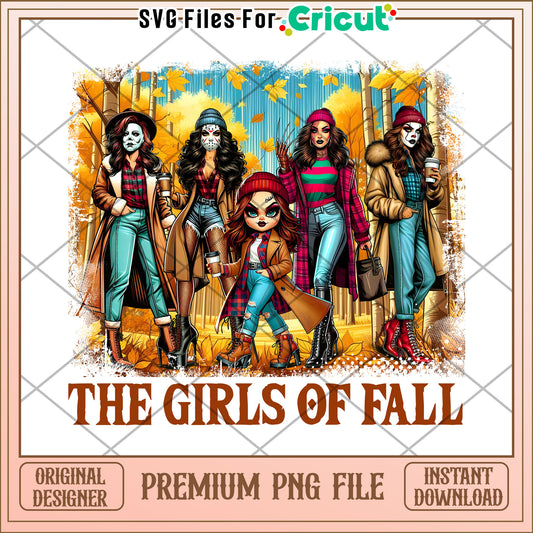 The girls of autumn design png, happy halloween​ png, times for halloween png
