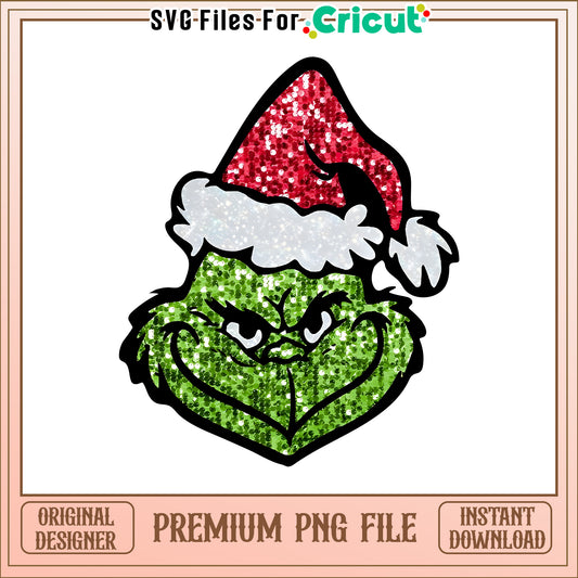 The grinchhead merry christmas png, grinch cartoon smiling​ png