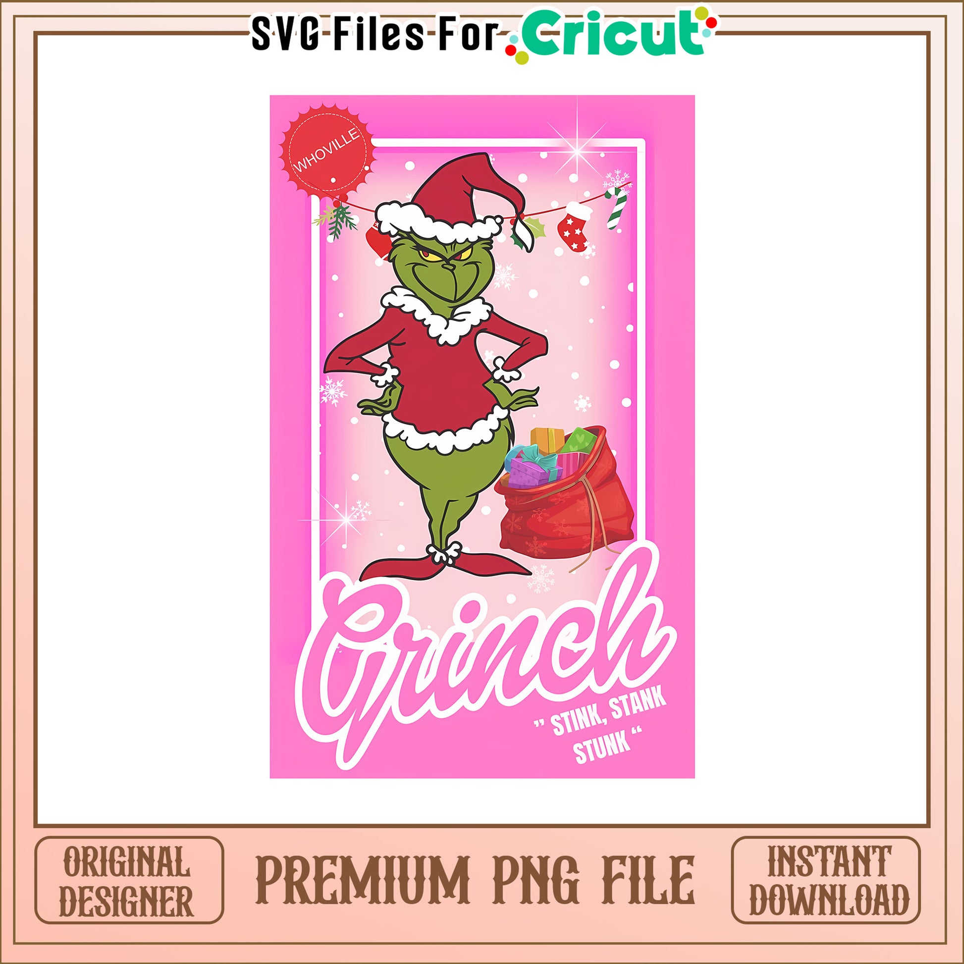 The grinch pink card png, the grinch stole christmas​ png