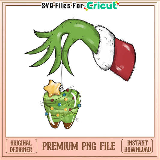 The grinch tooth hand png, grinch hand outline​ png