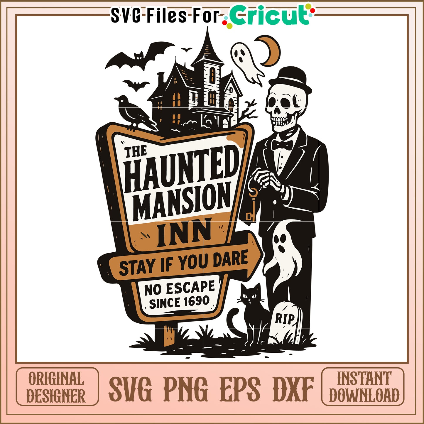 The haunted mansion in stay if you dare svg, spooky haunted house svg, creepy halloween svg