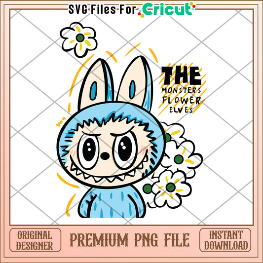 The monster flower evles png, labubu flower png, love labubu png