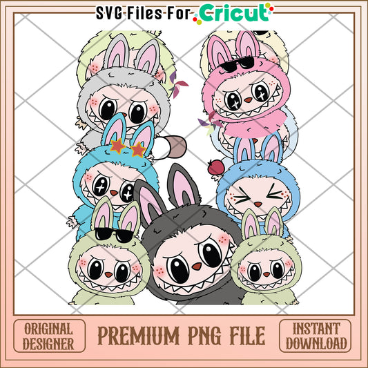 The monsters all characters labubu  png, cute labubu png, popmart labubu png