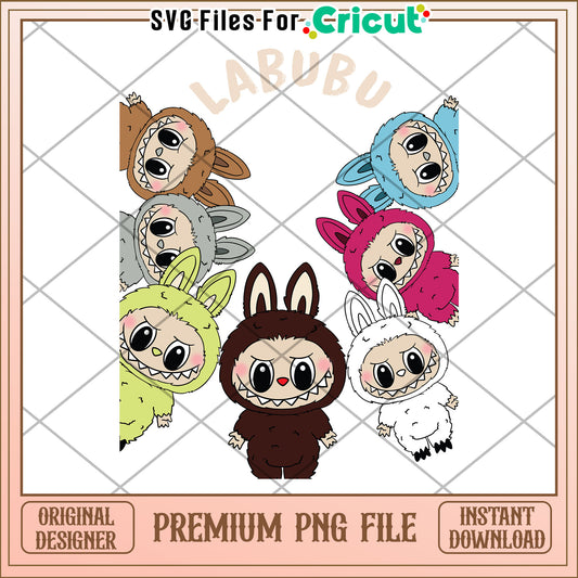 The monsters labubu all characters png, cute labubu png, popmart labubu png