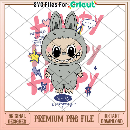 The monsters labubu happiness 1988 png, cute labubu png, popmart labubu png