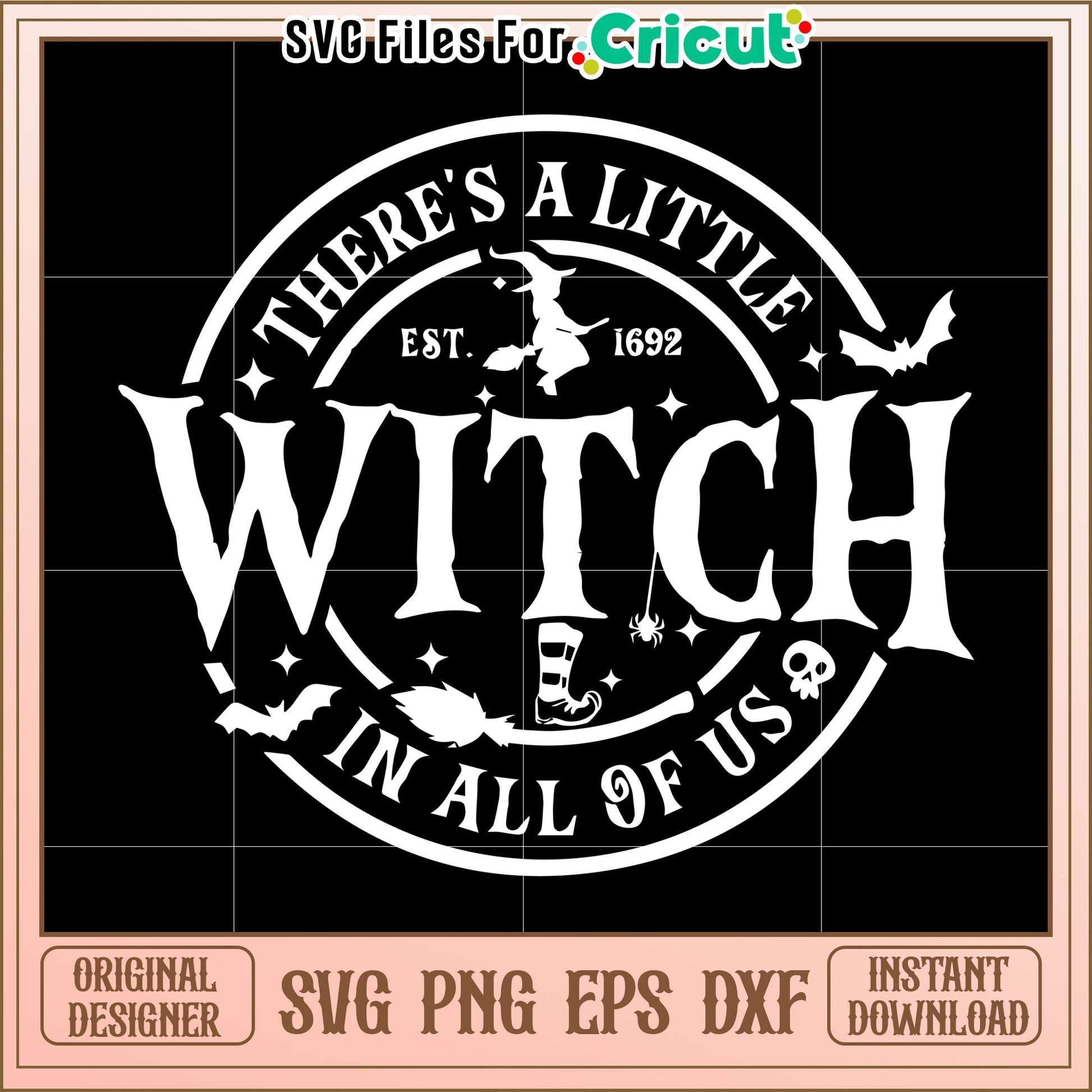 There's a little witch in all of us svg, witchy halloween quote svg, magical girl power svg