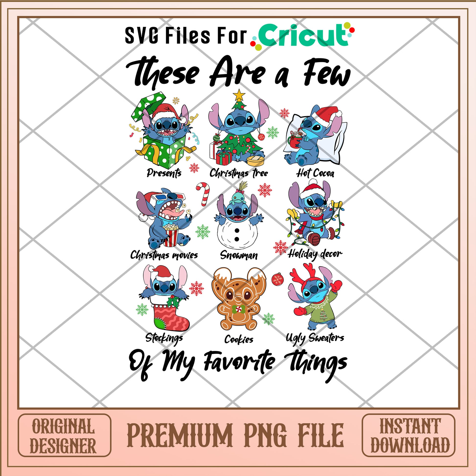 There are a few of favorite things png, stitch png, christmas png