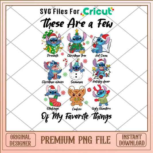 There are a few of favorite things png, stitch png, christmas png