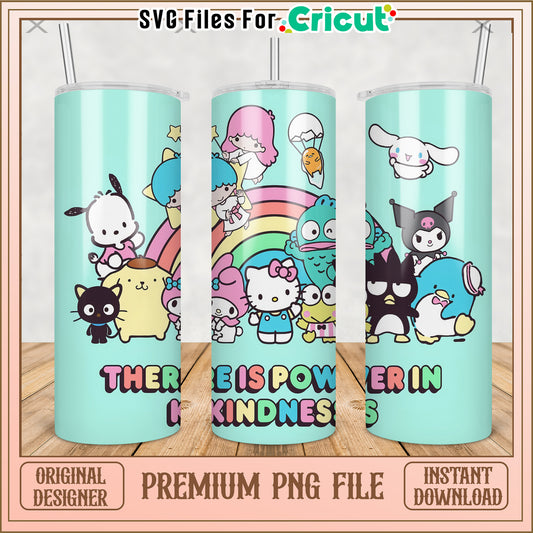 There is power in kindness tumbler png, cute characters png, kuromi hello kitty​ png