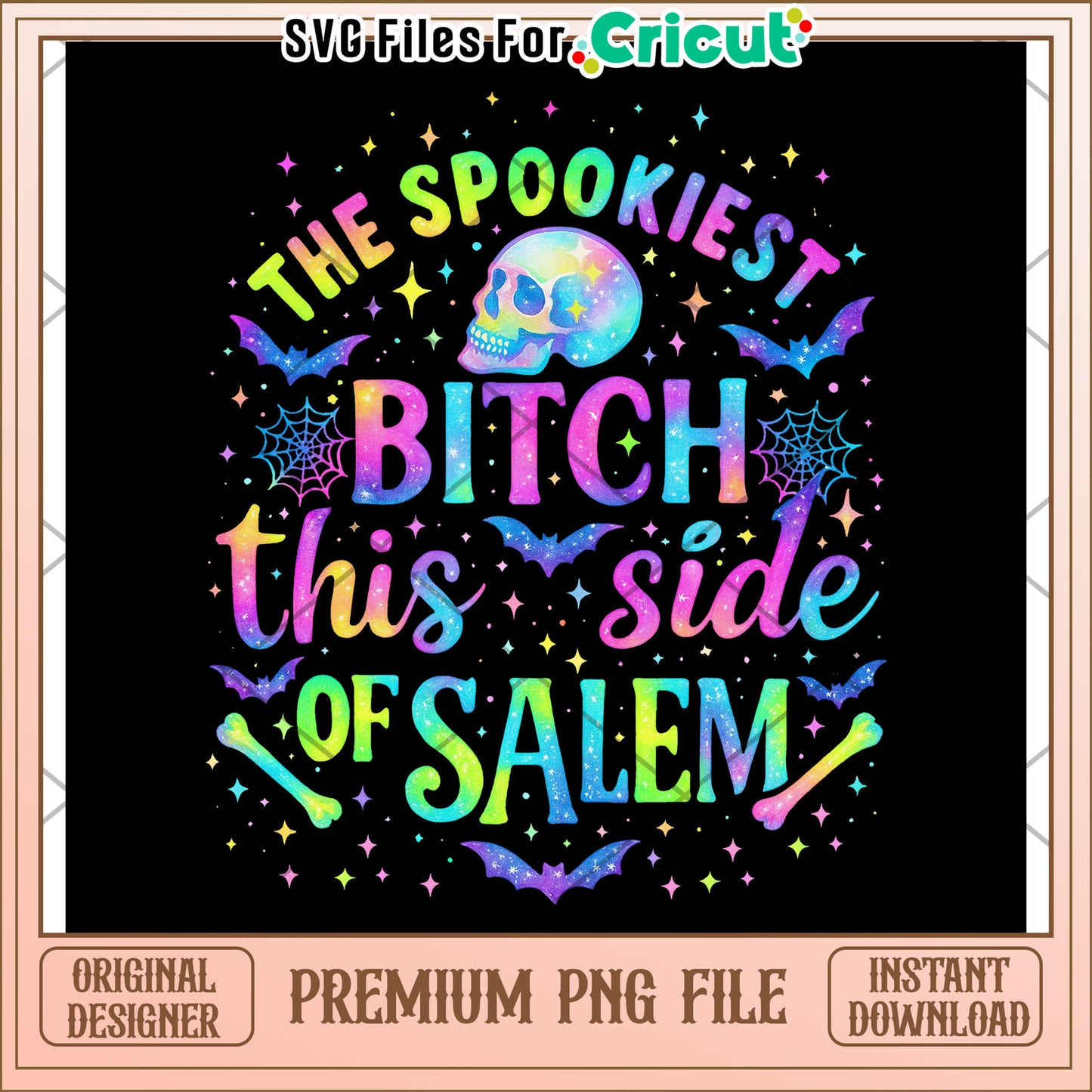 The spookiest bitch this side of salem neon png, halloween costumes png, halloween toys png