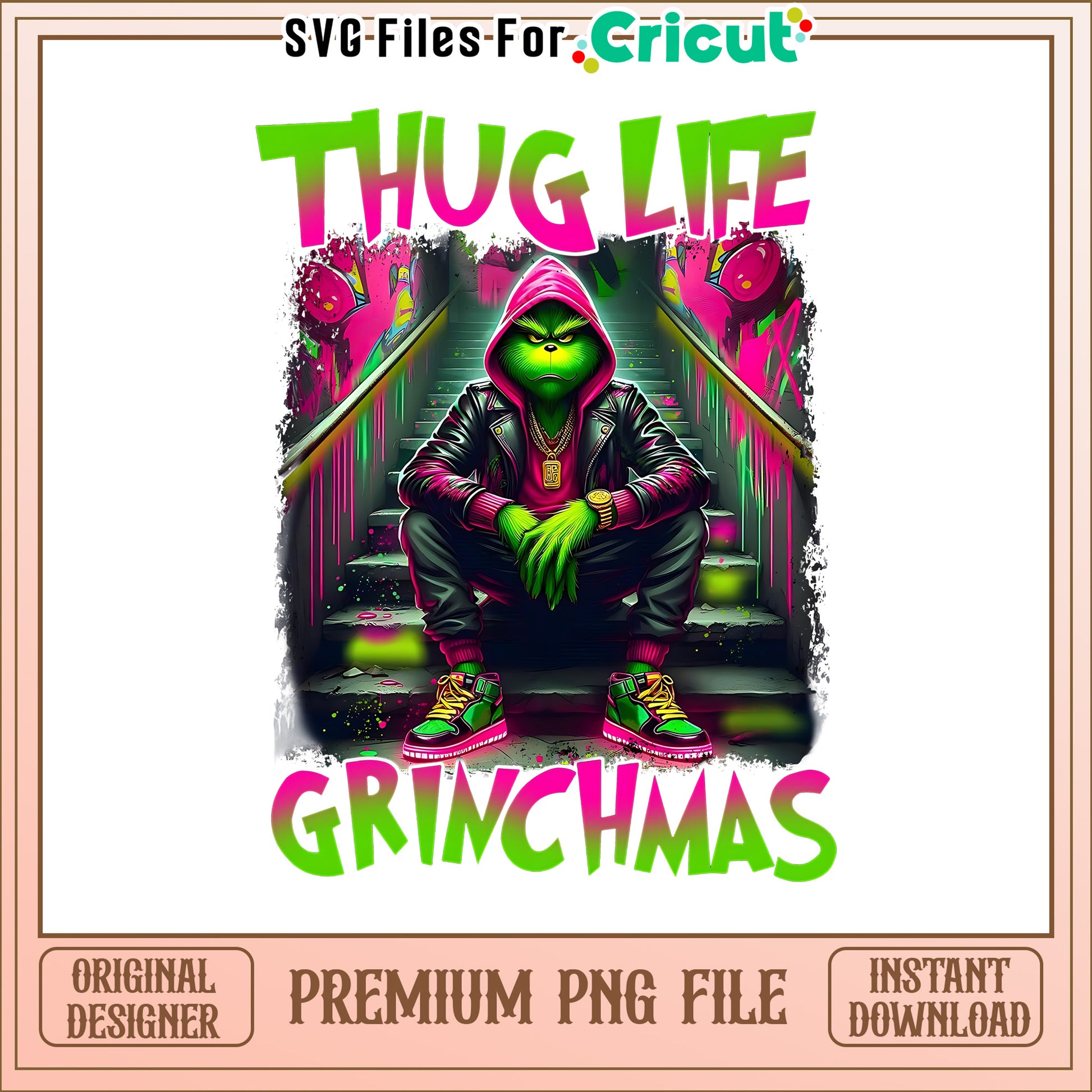 The thug life grinchmas png, happy holidays grinch png