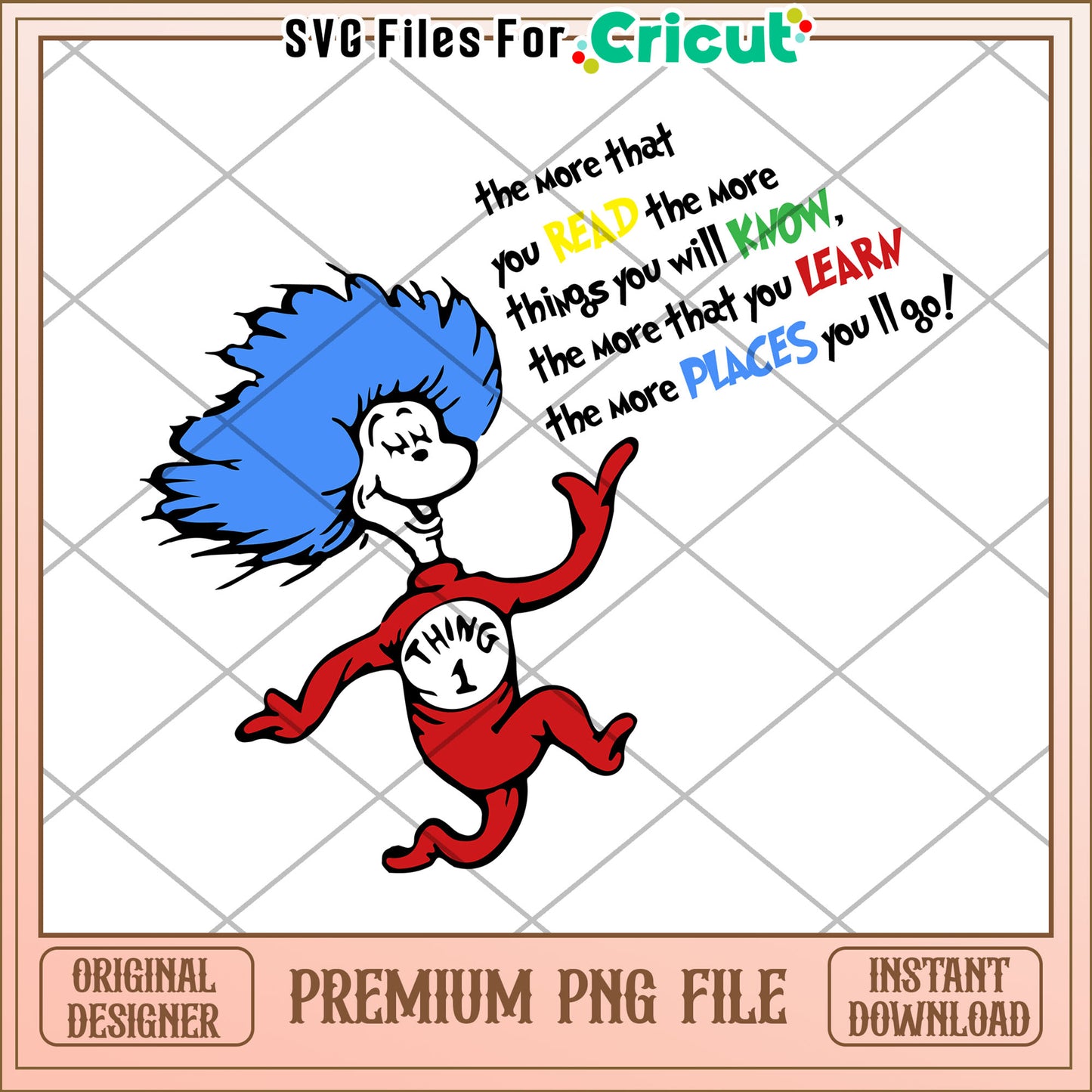 Thing 1 PNG Read, Learn, Grow