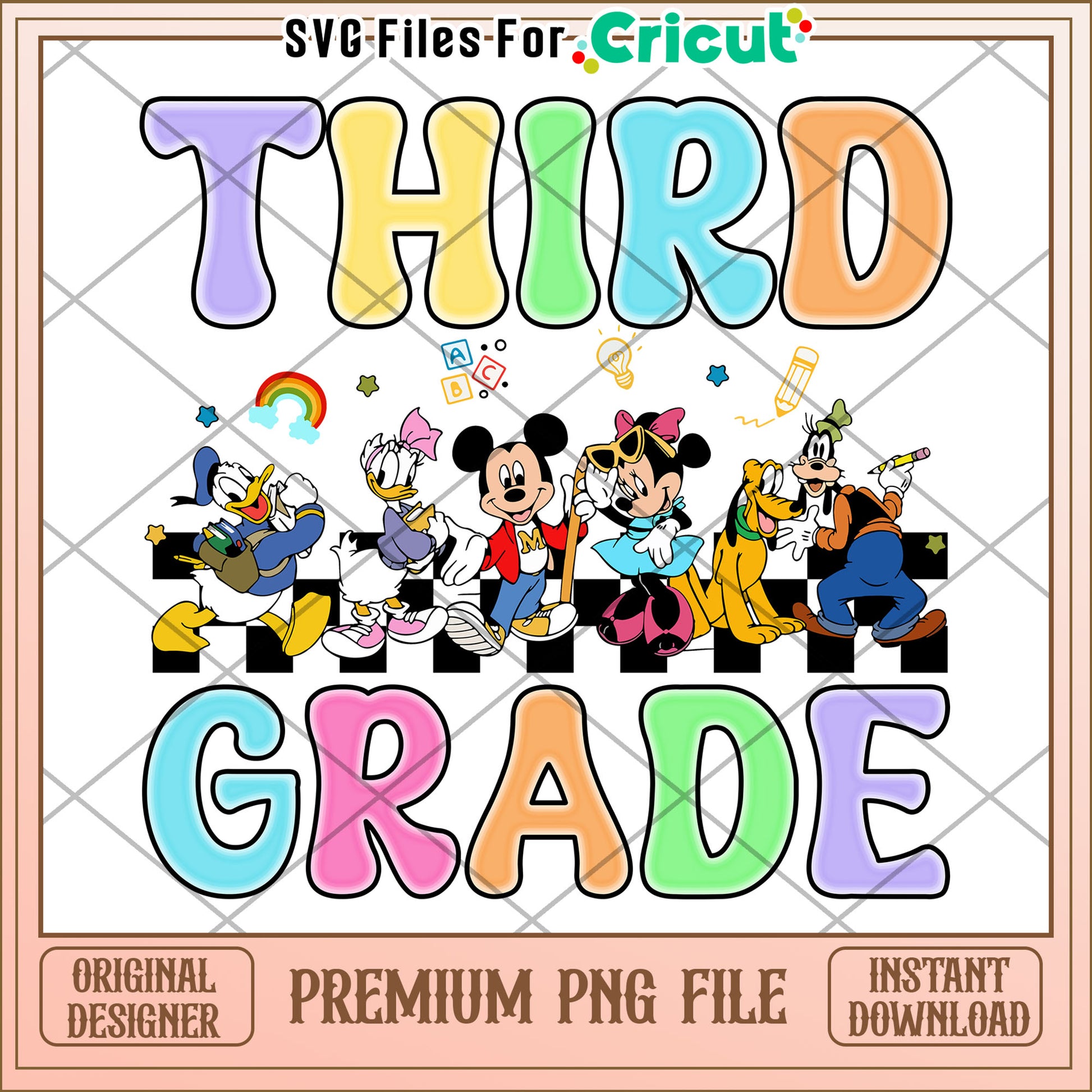 Third grade mickey mouse design png, cute design png, back to school time​ png