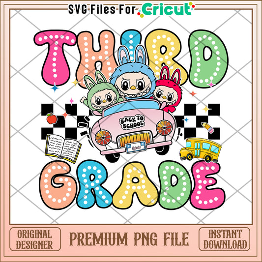 Third grade png, labubu doll png, popmart labubu png