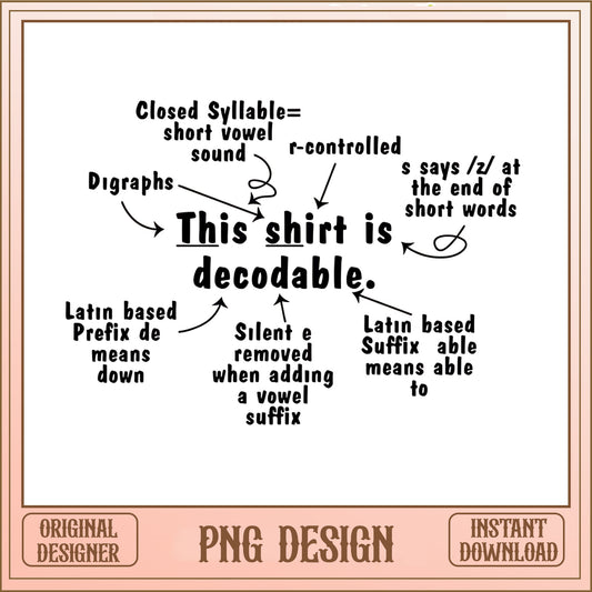 This Shirt Is Decodable PNG, Teacher Reading PNG, Phonics PNG