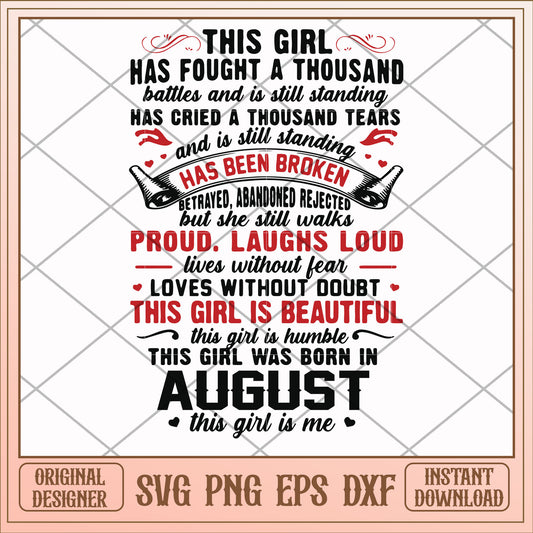 This girl was born in august svg, girl svg, birthday svg