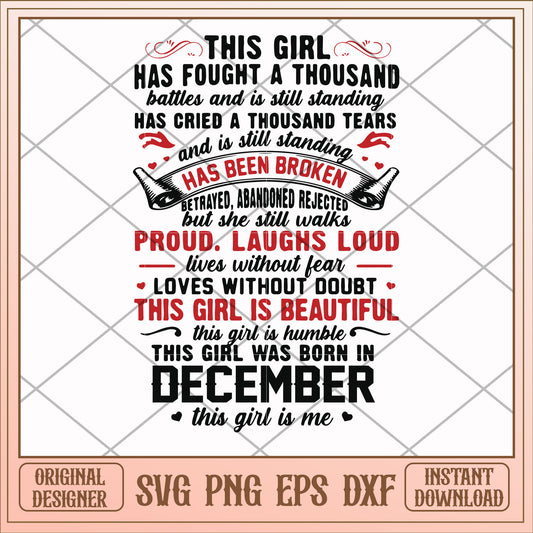 This girl was born in december svg, girl svg, birthday svg
