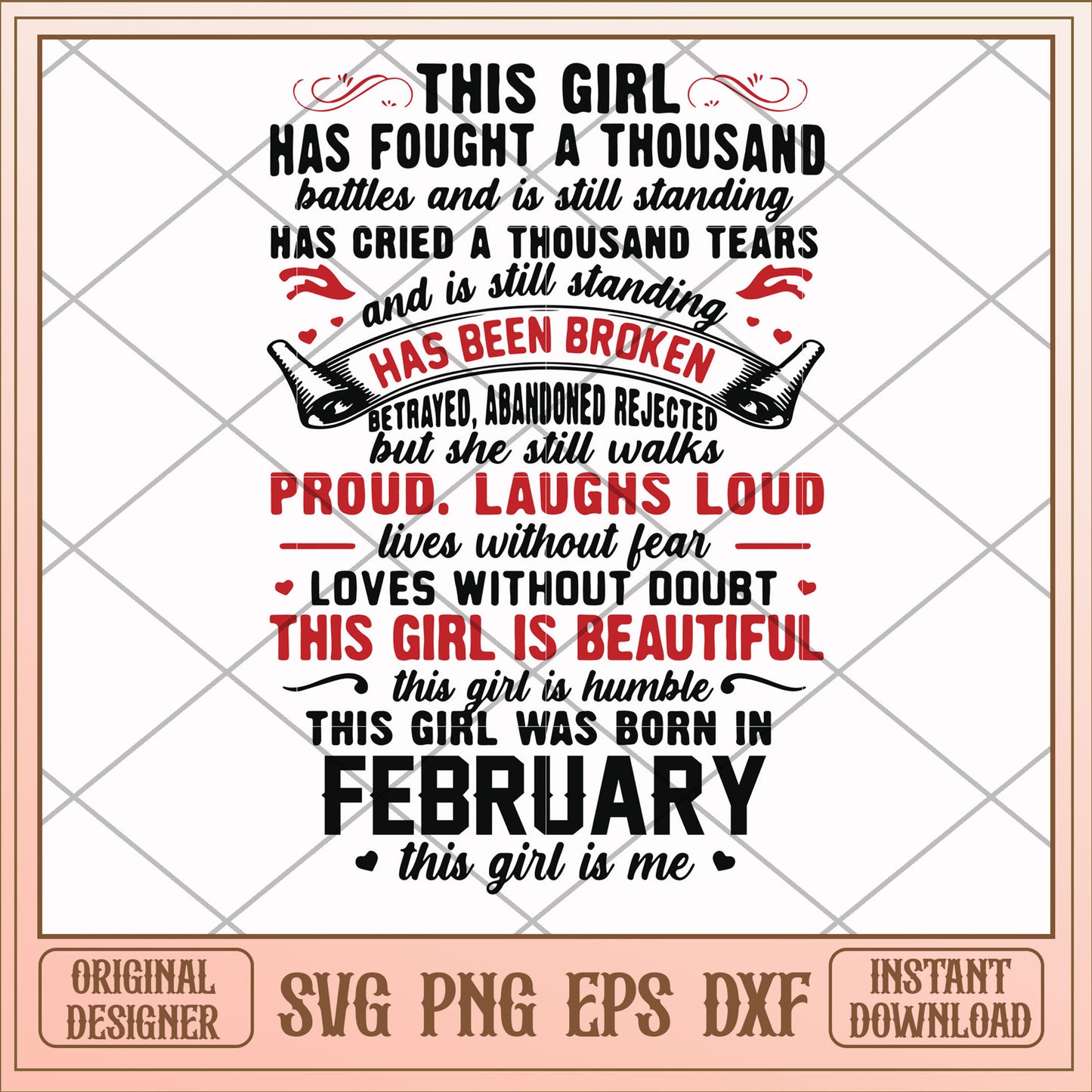 This girl was born in february svg, girl svg, birthday svg