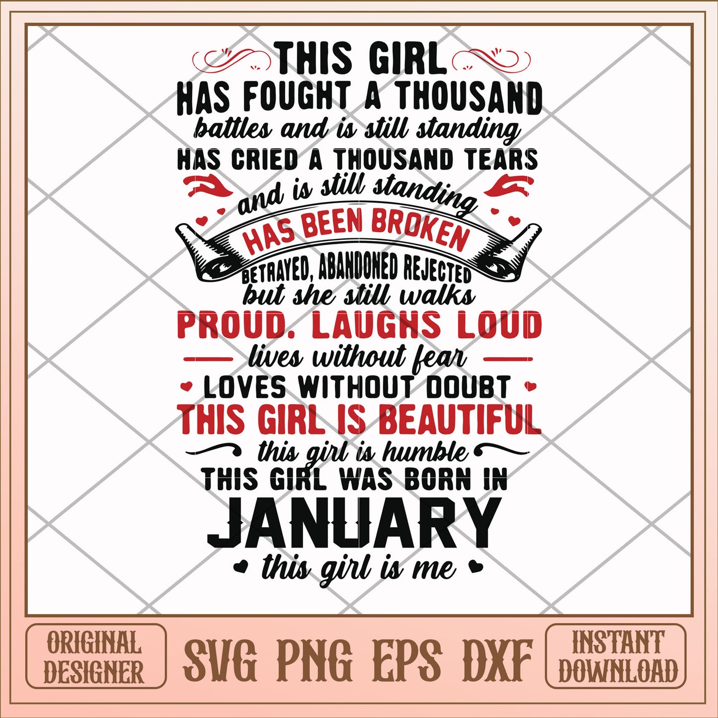 This girl was born in january svg, girl svg, birthday svg