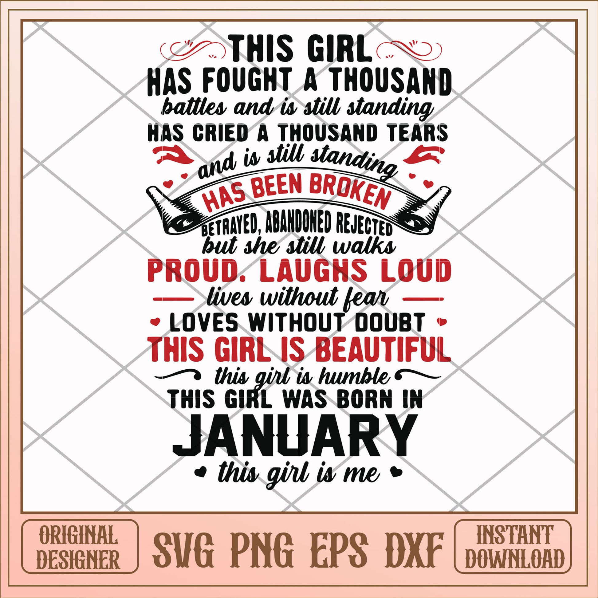 This girl was born in january svg, girl svg, birthday svg