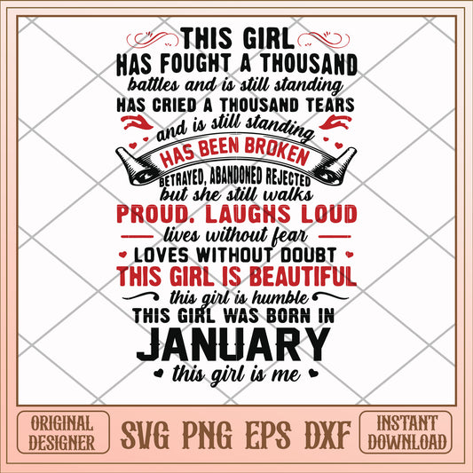 This girl was born in january svg, girl svg, birthday svg