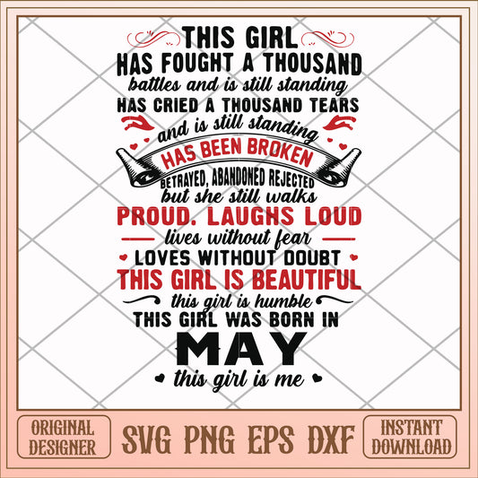 This girl was born in may svg, girl svg, birthday svg