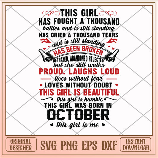 This girl was born in october svg, girl svg, birthday svg