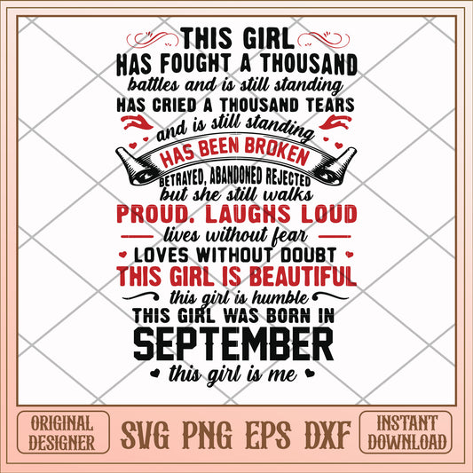 This girl was born in september svg, girl svg, birthday svg