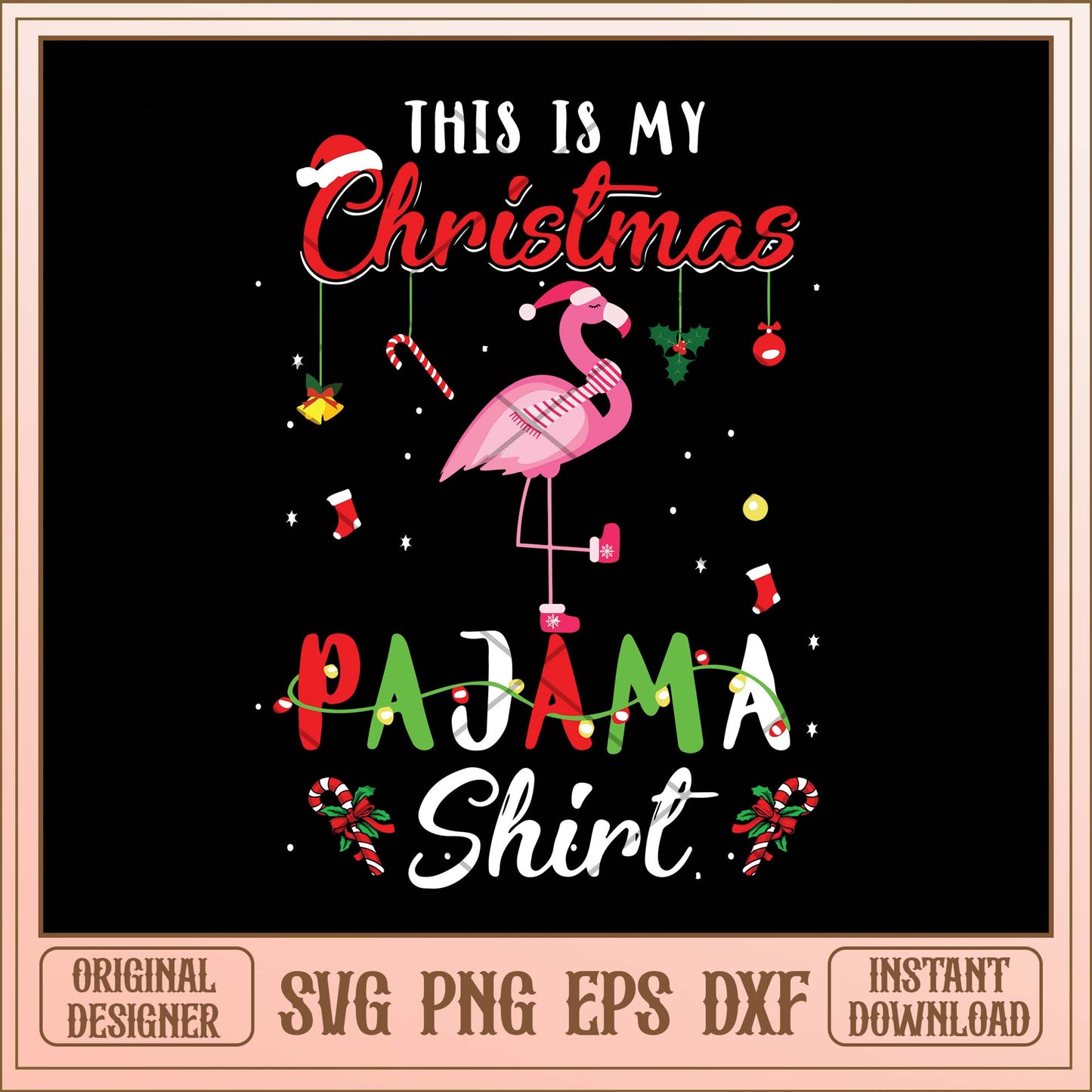 This is my Chrismas pajama shirt Flamingo svg, Christmas pajamas svg