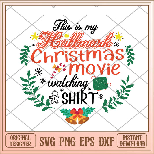 This is my hallmark christmas movie watching shirt svg, Christmas garland svg