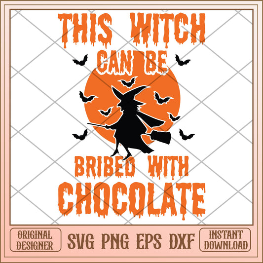 This witch can be bribed with chocolate svg, Halloween characters svg, digital download